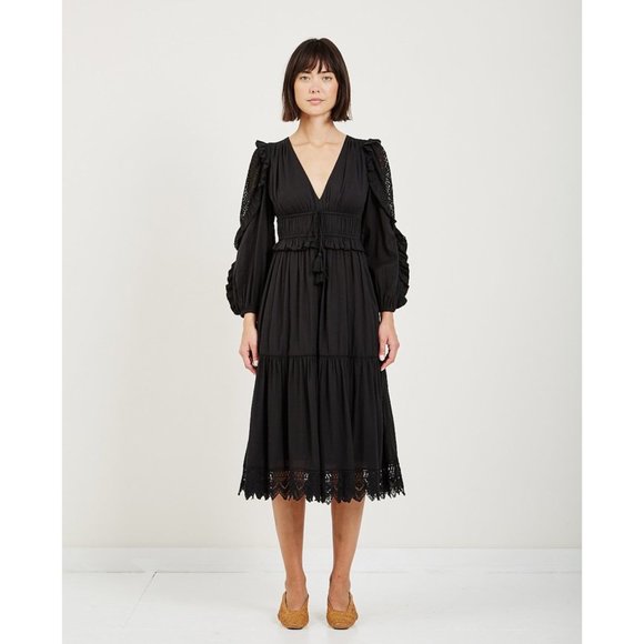 Ulla Johnson Dresses & Skirts - Ulla Johnson Black Sheila Embroidered Midi Dress
